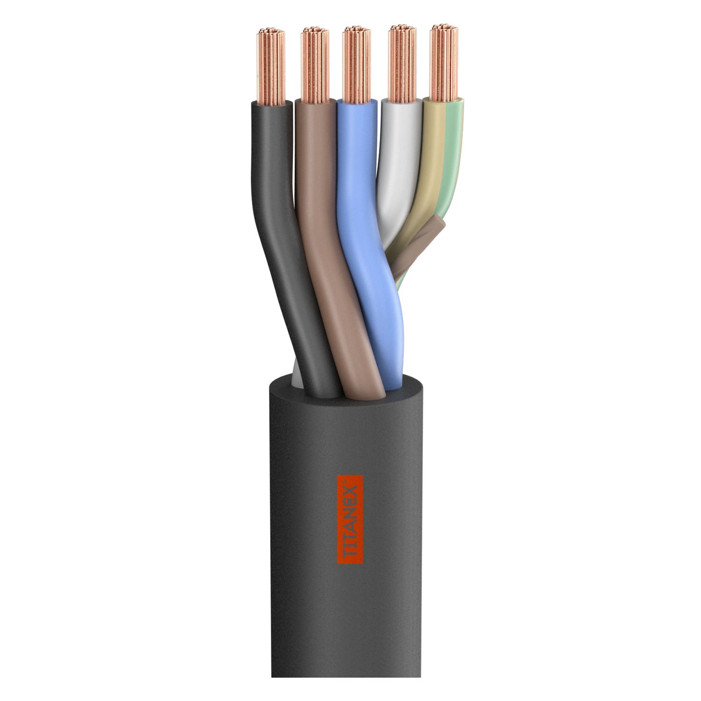 Rubber Sleeve Cable Titanex ®; 5 x 6.00 mm²; rubber, Ø 19,50 mm; juodas