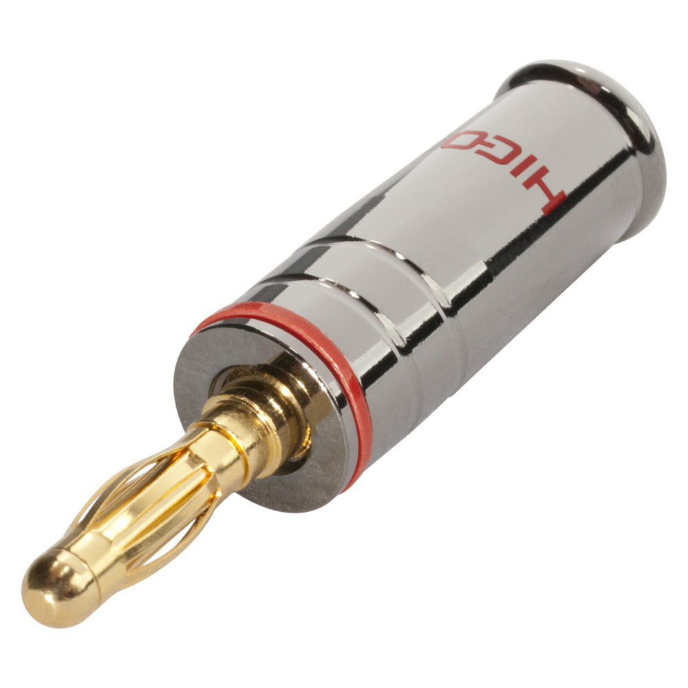HICON Banana jungtis, 1-pol , metal-, prisukama-kištukas jungtis, gold plated contact(s), tiesi, chrome coloured