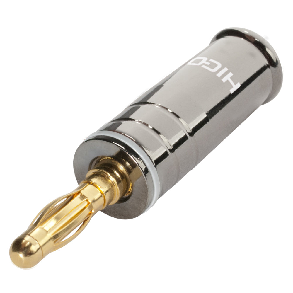 HICON Banana jungtis, 1-pol , metal-, prisukama-kištukas jungtis, gold plated contact(s), tiesi, chrome coloured