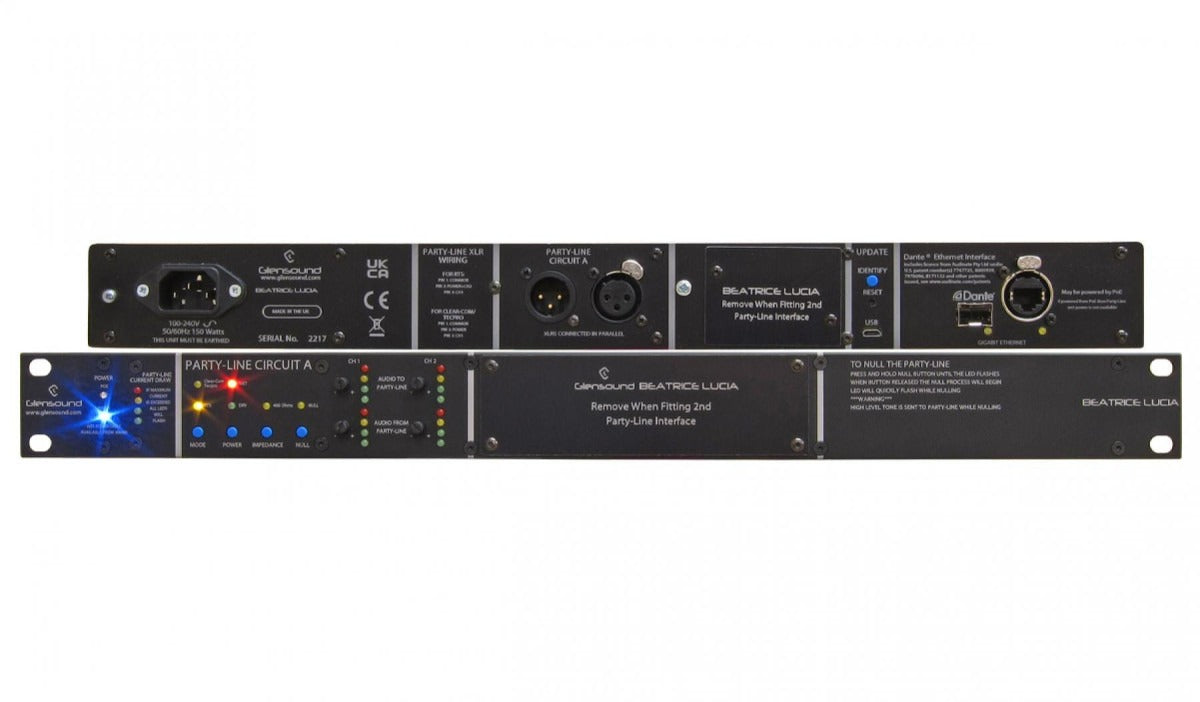 Glensound Beatrice Lucia 2 | Analogue Party-Line (2-Wire) Interface to Dante/AES67