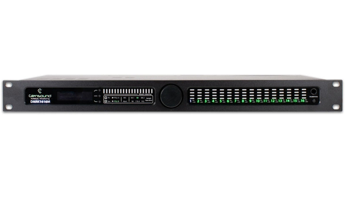 Glensound DARKDAWN 1616M | 16 in 16 out, analogue interface, with front panel control.