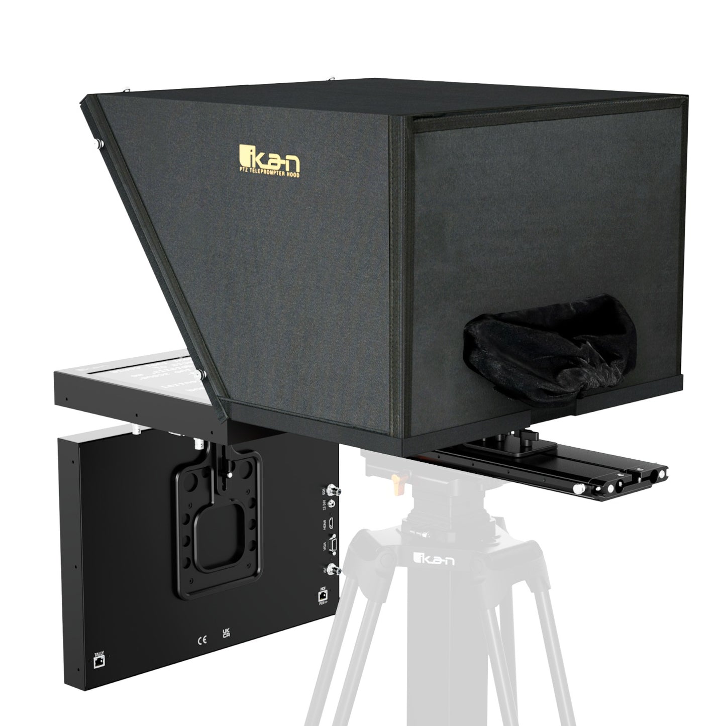 Ikan Aura™ 19″ PTZ POE++ NDI Teleprompter & NDI Talent Monitor w/ Full NDI Encoding/Decoding & IP Tally Light + Travel Kit
