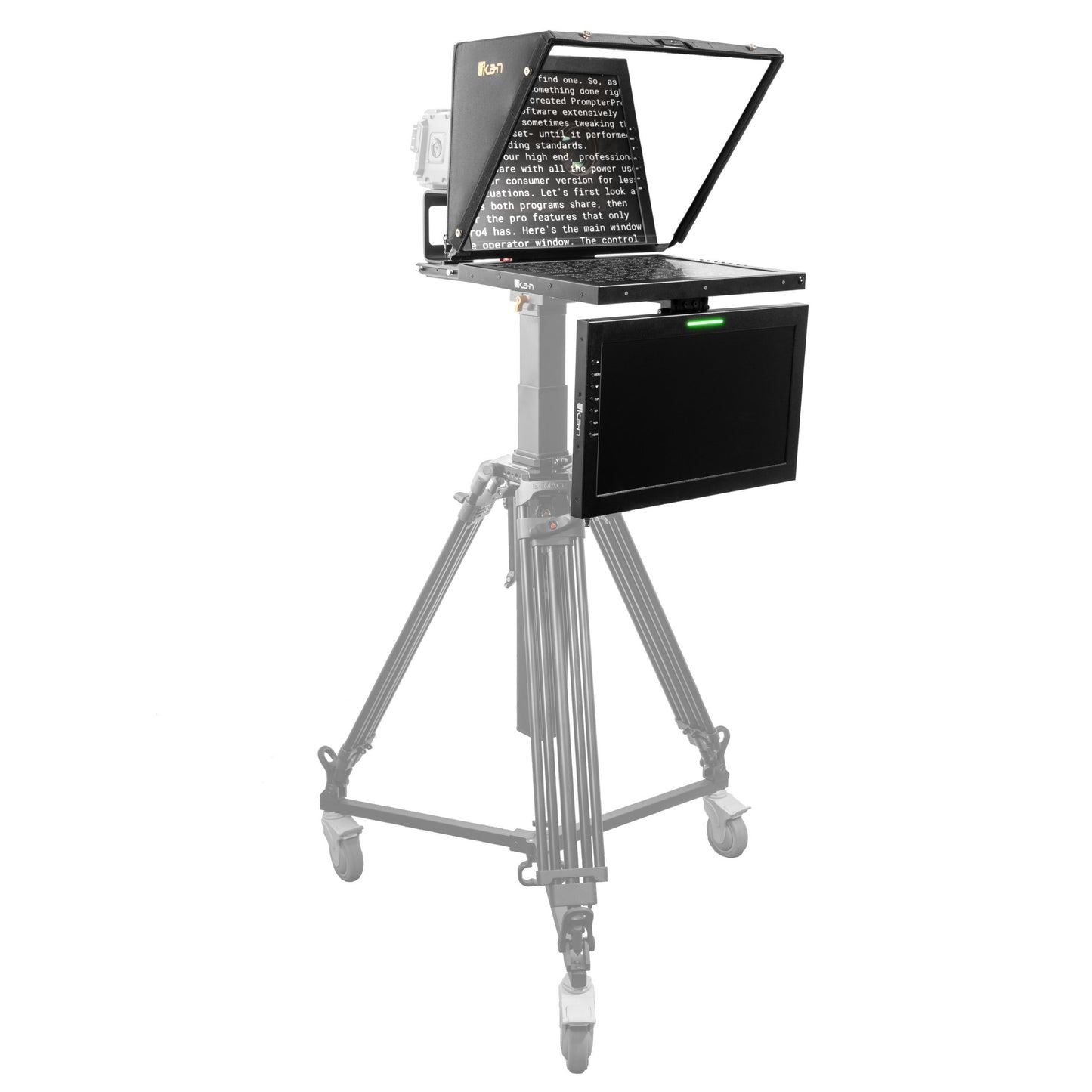 Ikan Professional 19 in. High Bright Teleprompter w/ Widescreen Tally SDI Monitor, Talent Monitor & Travel Kit
