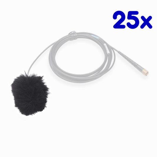 K-Tek ALFB25 | AIRO Lav Fuzzy Windscreen, Black, Pack of 25