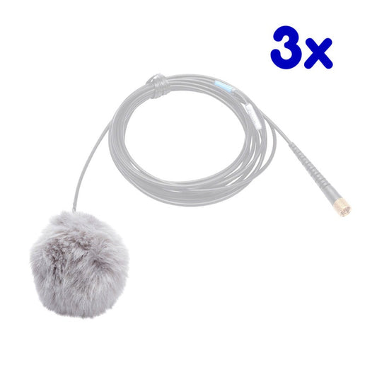 K-Tek ALFG3 | AIRO Lav Fuzzy Windscreen, Gray, Pack of 3