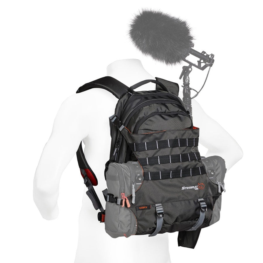 K-Tek KSBPX | Stingray BackPack X with integrated harness (orange, black)