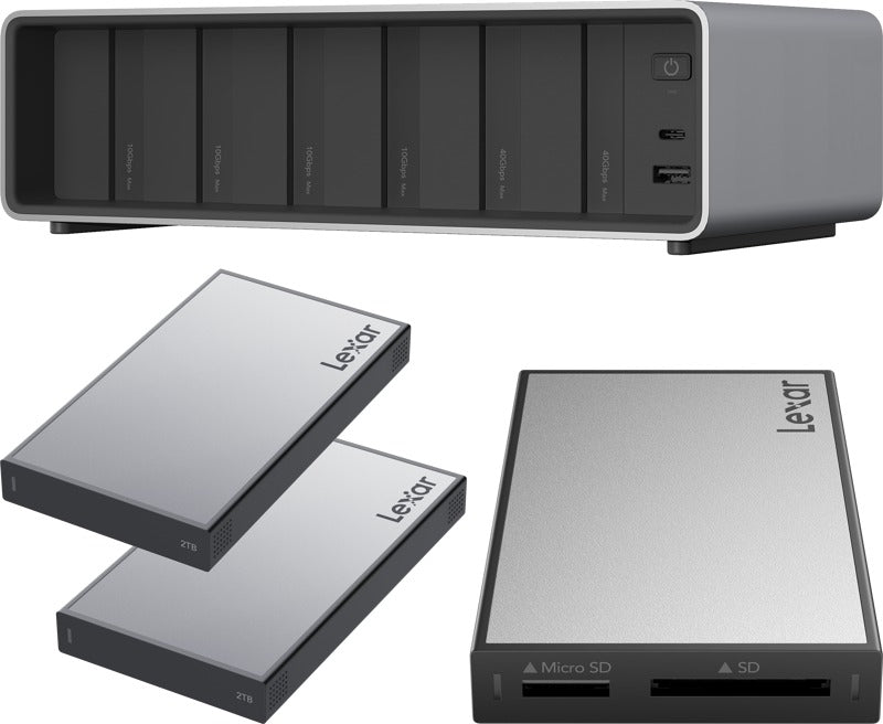 Lexar Professional Workflow Pro with Thunderbolt4 uplink I with SD/microSD reader and 2x2TB SSD