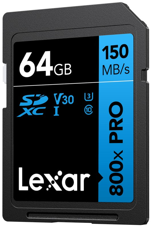 Lexar SDXC 800x Pro UHS-I cards, C10 (V30) U3, R150, 64GB