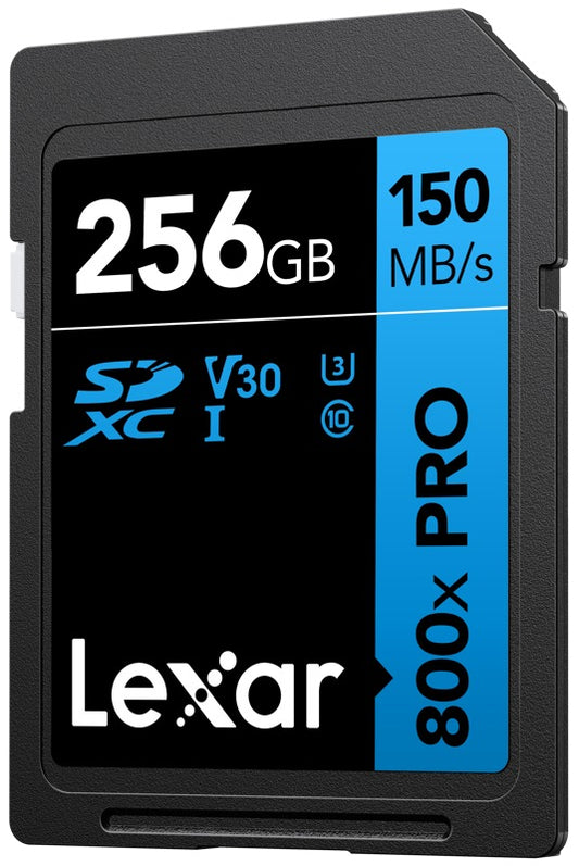 Lexar SDXC 800x Pro UHS-I cards, C10 (V30) U3, R150/W45, 256GB