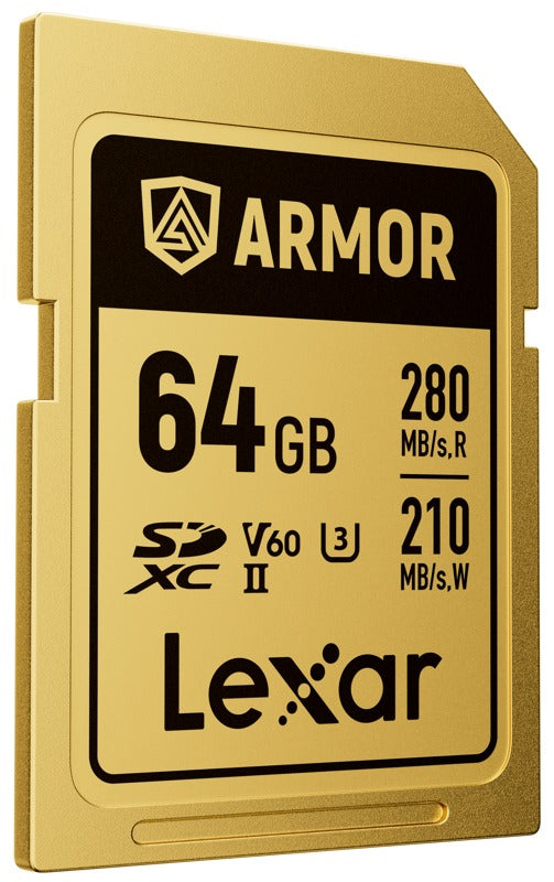 Lexar SDXC ARMOR Gold UHS-II U3, Stainless Steel, IP68 R280/W210 (V60) 64GB