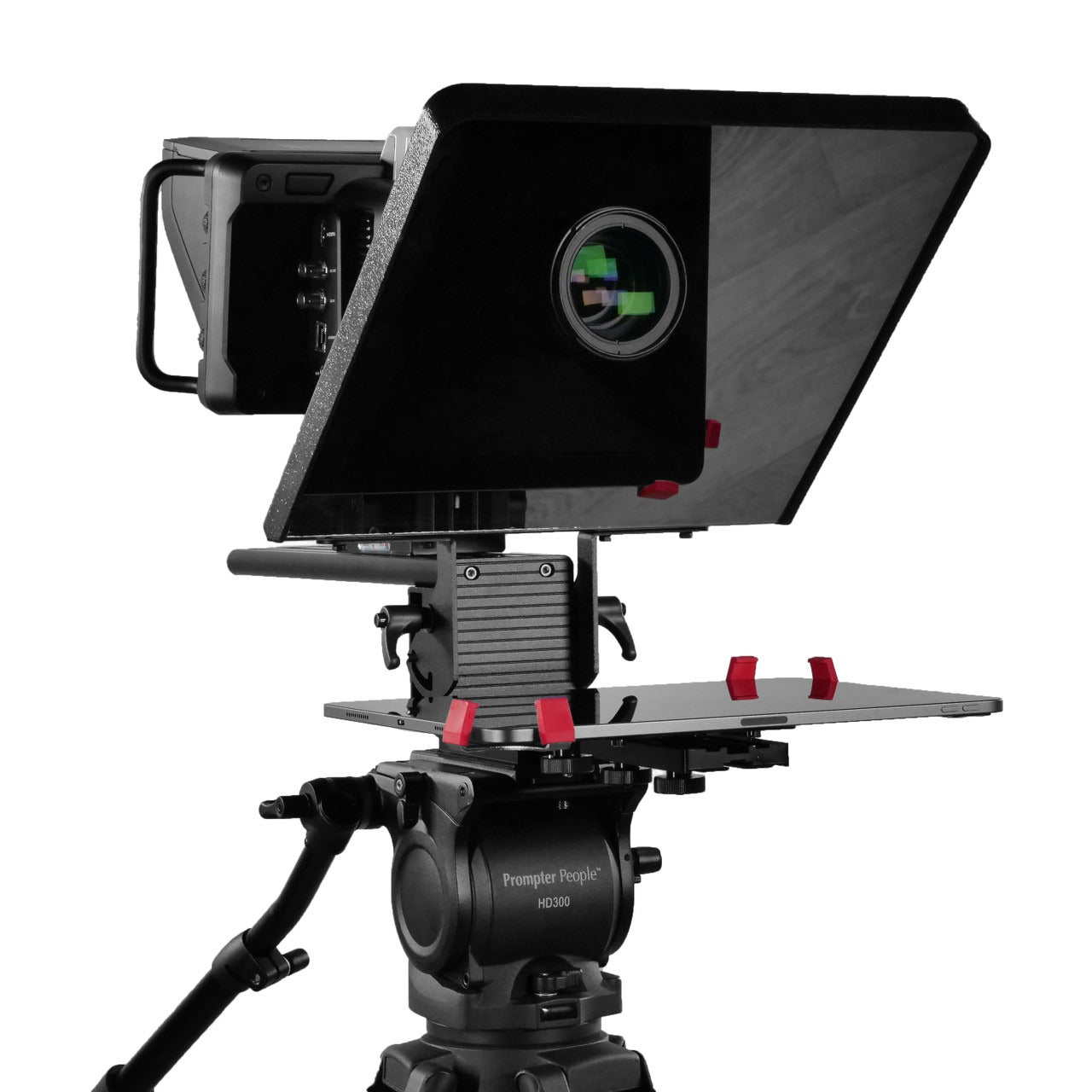 Flex Plus iPad And Tablet Teleprompter 12" 65/35 Optical Quality Beamsplitter Glass, And TabGrabber Pro Universal iPad/Tablet Cradle, Sled Base