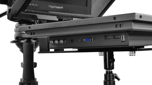 Q-Gear Pro 17" FreeStand Teleprompter With 17" 400 NIT Regularr Reversing 3G-SDI HDMI Monitor, 4 Pin XLR Locking Power Side Input, 65/35 Optical Quality Glass And Free Telescroll Software