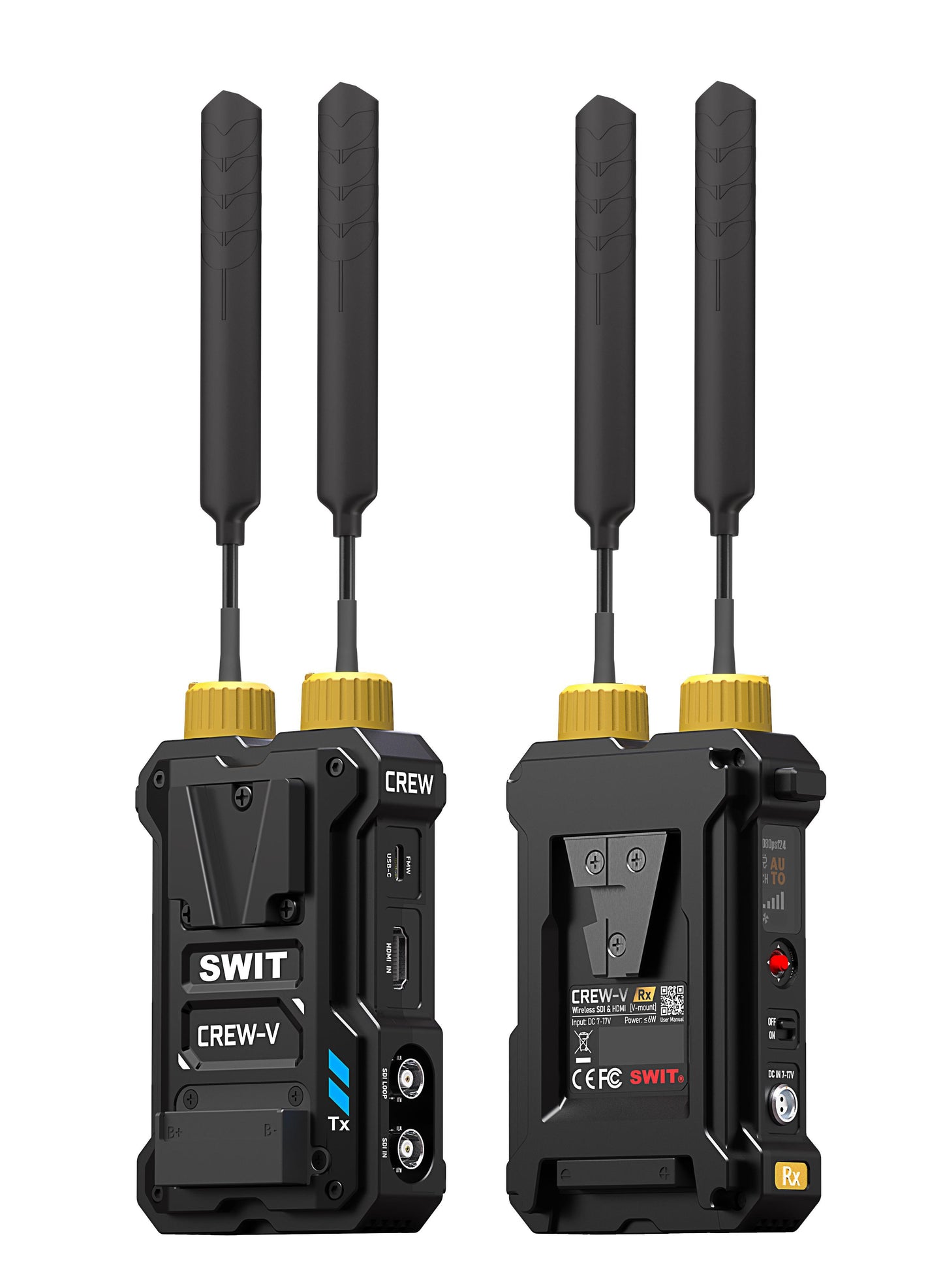 SWIT CREW-V | 4000feet(1200m) 3rd Gen. professional Wireless FHD Video Transmission with dual V-mounts, Super Multicast, Super Anti-interference, No-delay