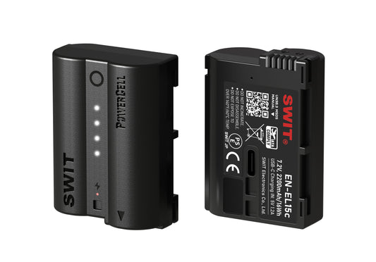 SWIT PowerCell EN-EL15c | USB-C EN-EL15c 16Wh DC battery Outlasts the Originals, with Status Indicators, for DSLR/Mirrorless e.g. Nikon Z8, Z9, ZR,Z5II cameras