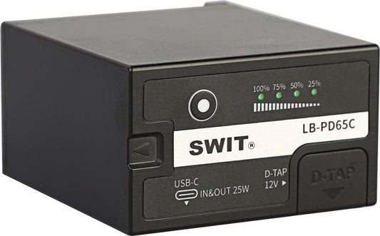 SWIT LB-PD65C | 65Wh D-type DV battery with 12V D-tap and USB-C, Panasonic compatible