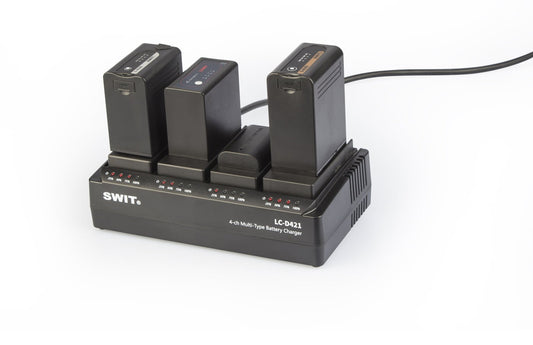 SWIT LC-D421D KIT | 4-CH DV charger with 4x Panasonic VBD/VBR/CGA style plates