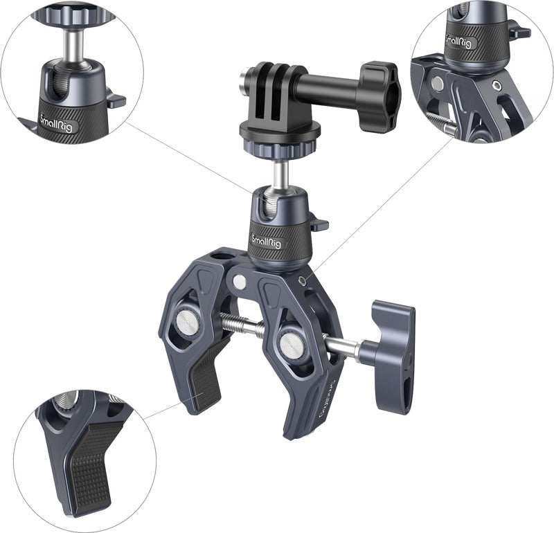 SmallRig 4102 Super Clamp with 360 Ballhead Mount for Action Cameras
