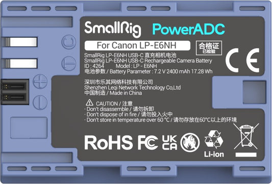 SmallRig 4264 Camera Battery USB-C Rechargable LP-E6NH