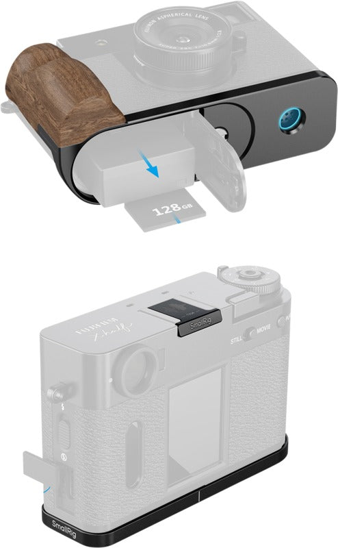 SmallRig 5224 L-Shaped Mount Plate with Wooden Handle for FUJIFILM X half Black