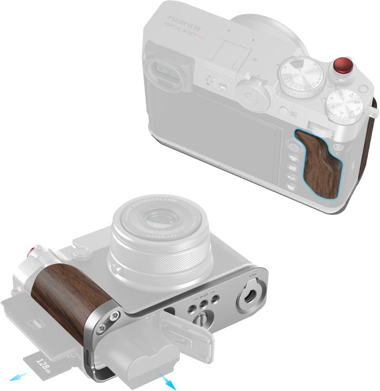 SmallRig 5265 L-Shape Mount Plate with Wooden Handle for FUJIFILM GFX100RF Silver
