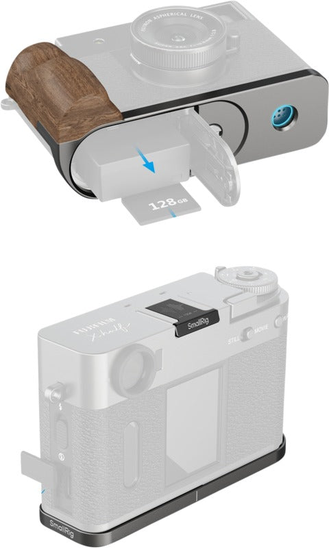 SmallRig 5394 L-Shaped Mount Plate with Wooden Handle for FUJIFILM X half Charcoal Silver