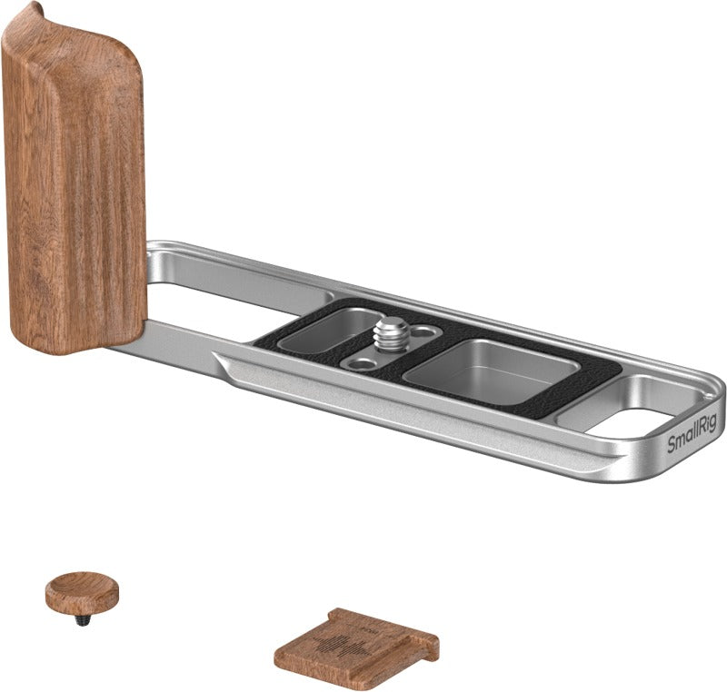 SmallRig 5984 L-Shaped Mount Plate with Wooden Handle for FUJIFILM X-E5 (Rosewood, Silver)