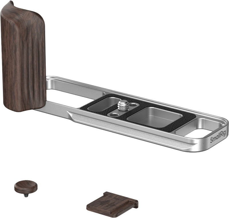 SmallRig 6236 L-Shaped Mount Plate with Wooden Handle for FUJIFILM X-E5 (Ebony, Silver)