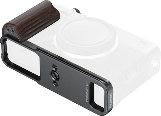 SmallRig 6237 L-Shaped Mount Plate with Wooden Handle for FUJIFILM X-E5 (Ebony, Black)