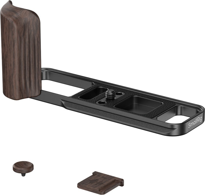 SmallRig 6237 L-Shaped Mount Plate with Wooden Handle for FUJIFILM X-E5 (Ebony, Black)