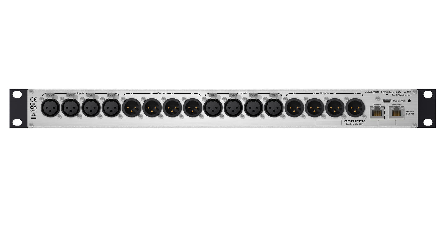 Sonifex AVN-AESIO8-DNT | 8 AES3 Input, 8 AES3 Output Dante® Interface with XLR Connectivity