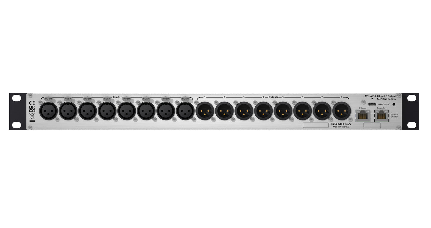 Sonifex AVN-AIO8-DNT | 8 Input, 8 Output Analogue Dante® Interface with XLR Connectivity
