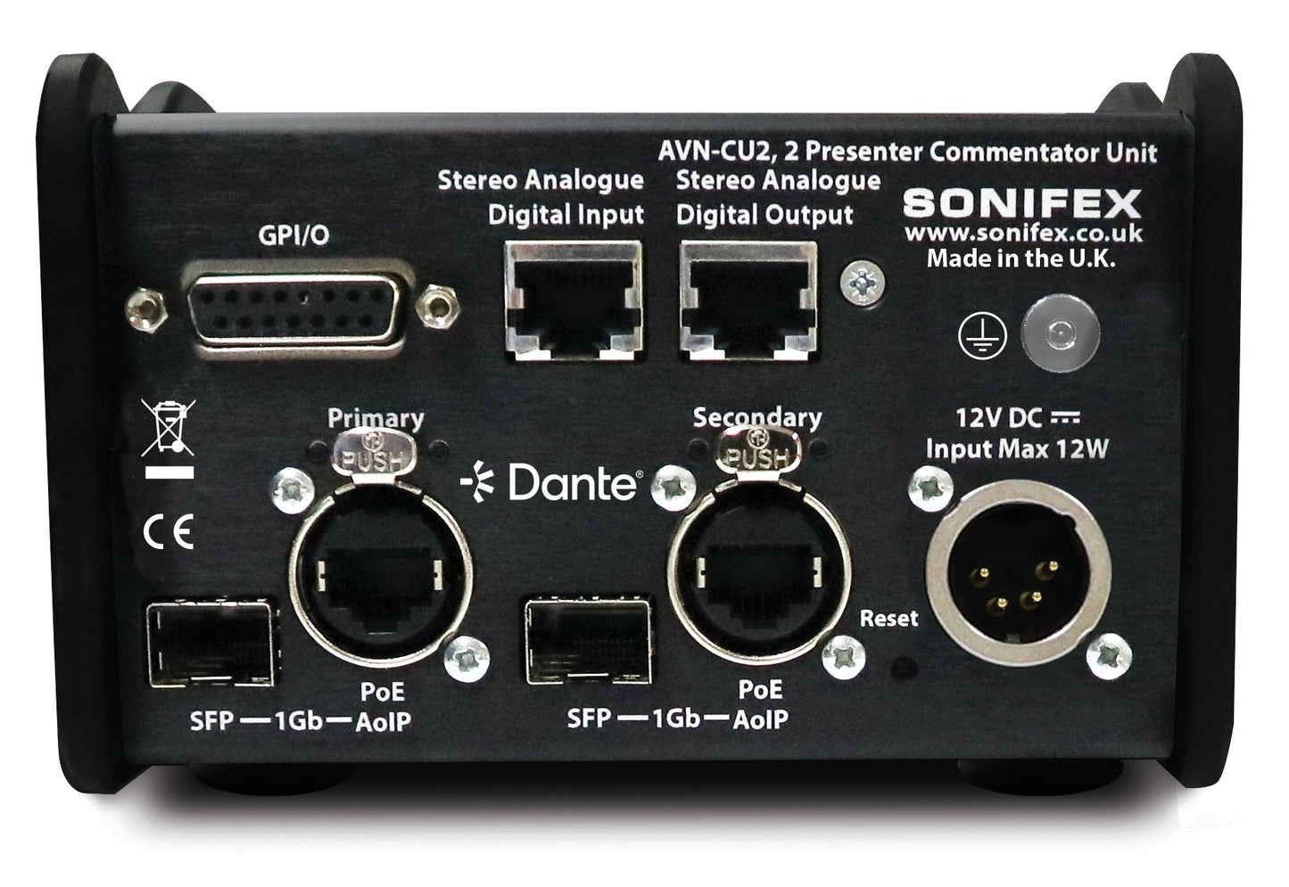 Sonifex AVN-CU2-DTOR | Configurable Dante Commentary Unit for 2 Commentators