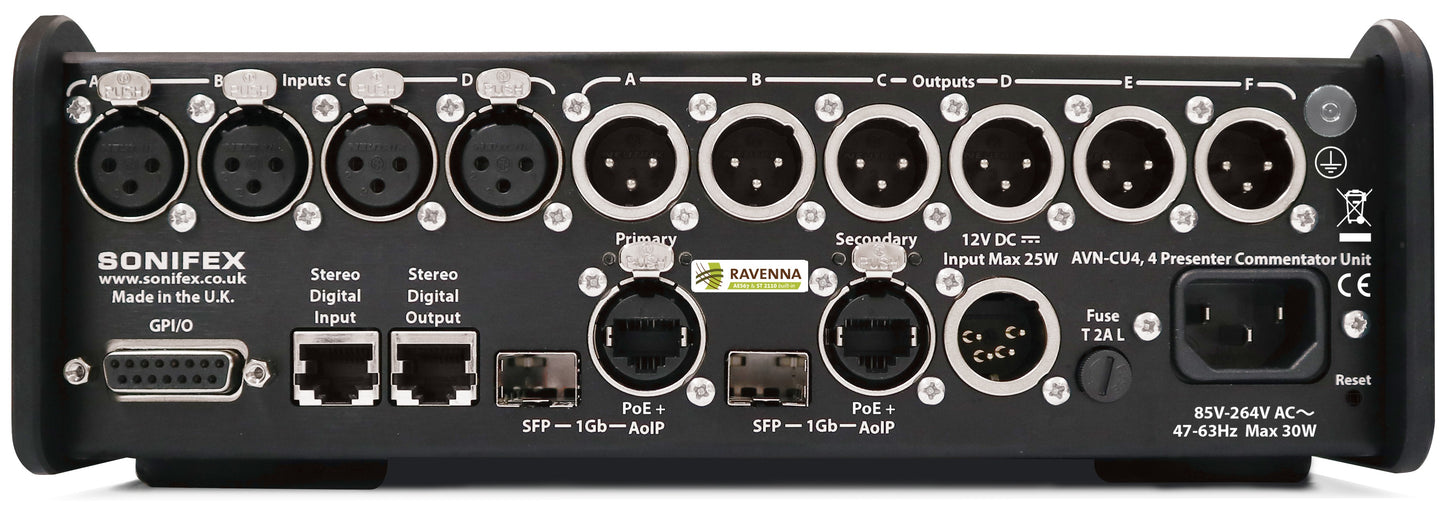 Sonifex AVN-CU4-RAV | Configurable RAVENNA Commentary Unit for 4 Commentators