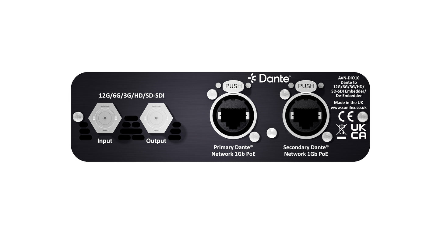 Sonifex AVN-DIO10-12G | Dante 12G/6G/3G/HD/SD-SDI Embedder/De-Embedder