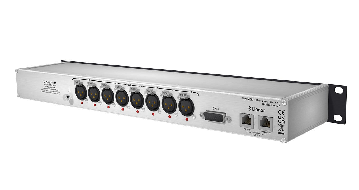 Sonifex AVN-M8R | 8 Mic/Line Input Dante Interface, Dual PoE