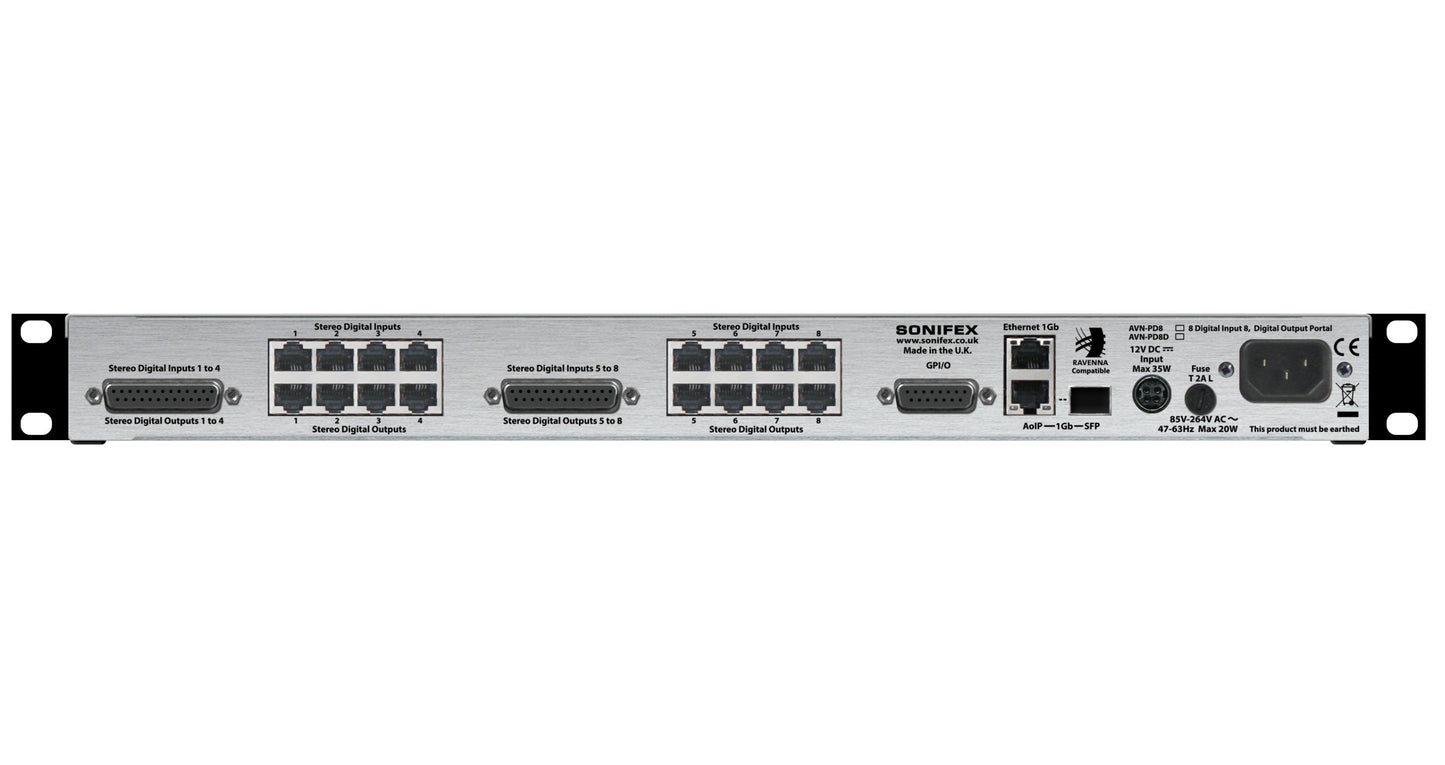 Sonifex AVN-PD8 | 8 Stereo Digital Line Inputs & Outputs, AES67 Portal