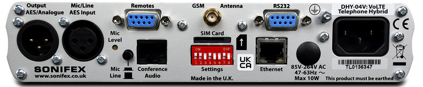 Sonifex DHY-04V | Single Automatic 4G VoLTE Hybrid with HD Voice, AES/EBU & Analogue I/O With Ethernet.
