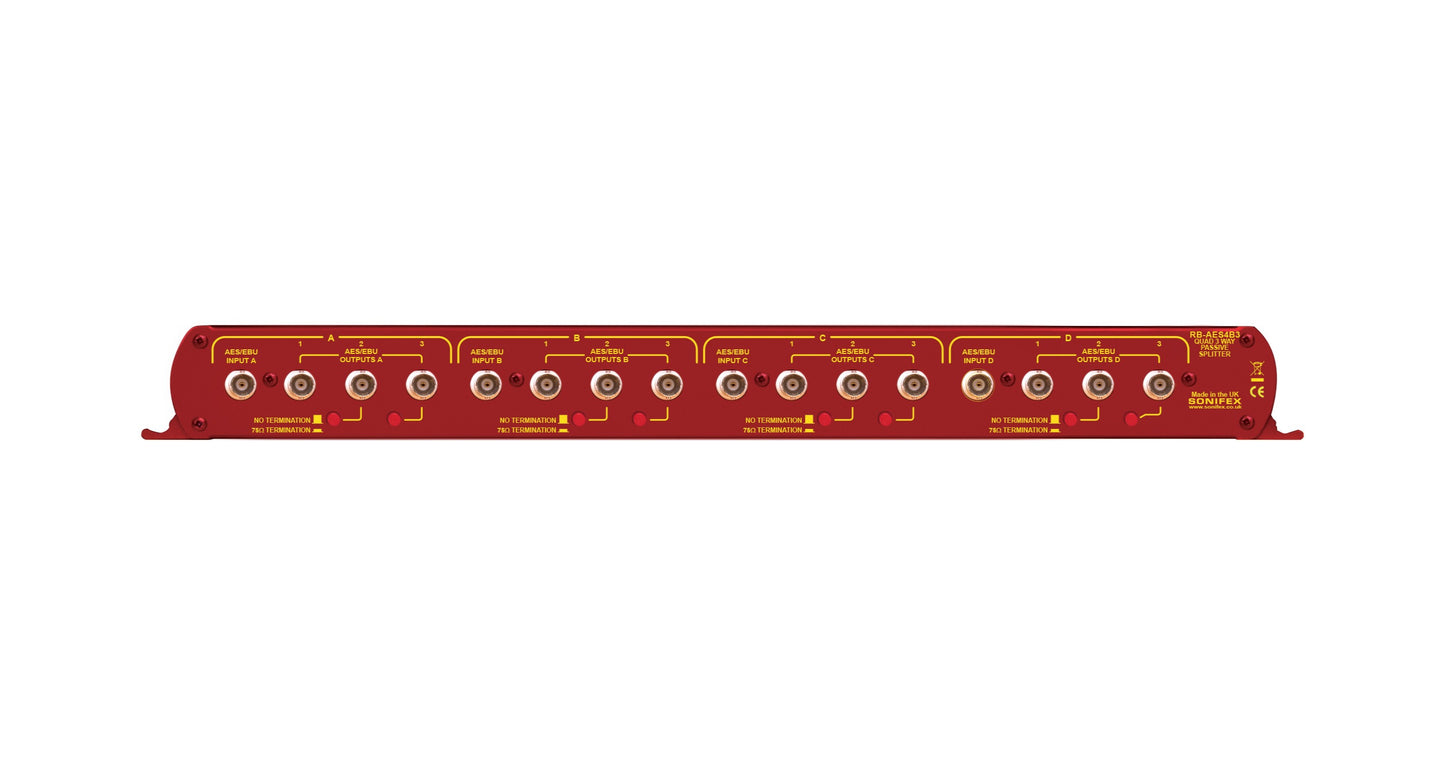 Sonifex RB-AES4B3 | Quad 3 Way AES/EBU Passive Splitter BNC Connectors
