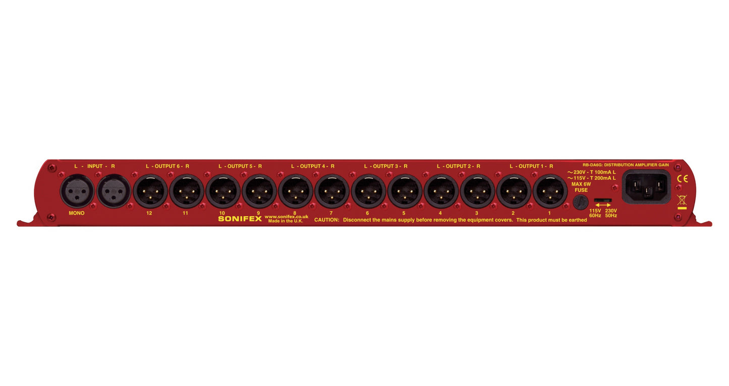 Sonifex RB-DA6G | 6 Way Stereo Distribution Amplifier With Output Gain Control