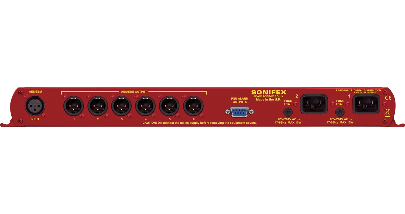 Sonifex RB-DDA6A-2P | 6 Way Stereo AES/EBU Digital Distribution Amplifier with Dual Power Supplies
