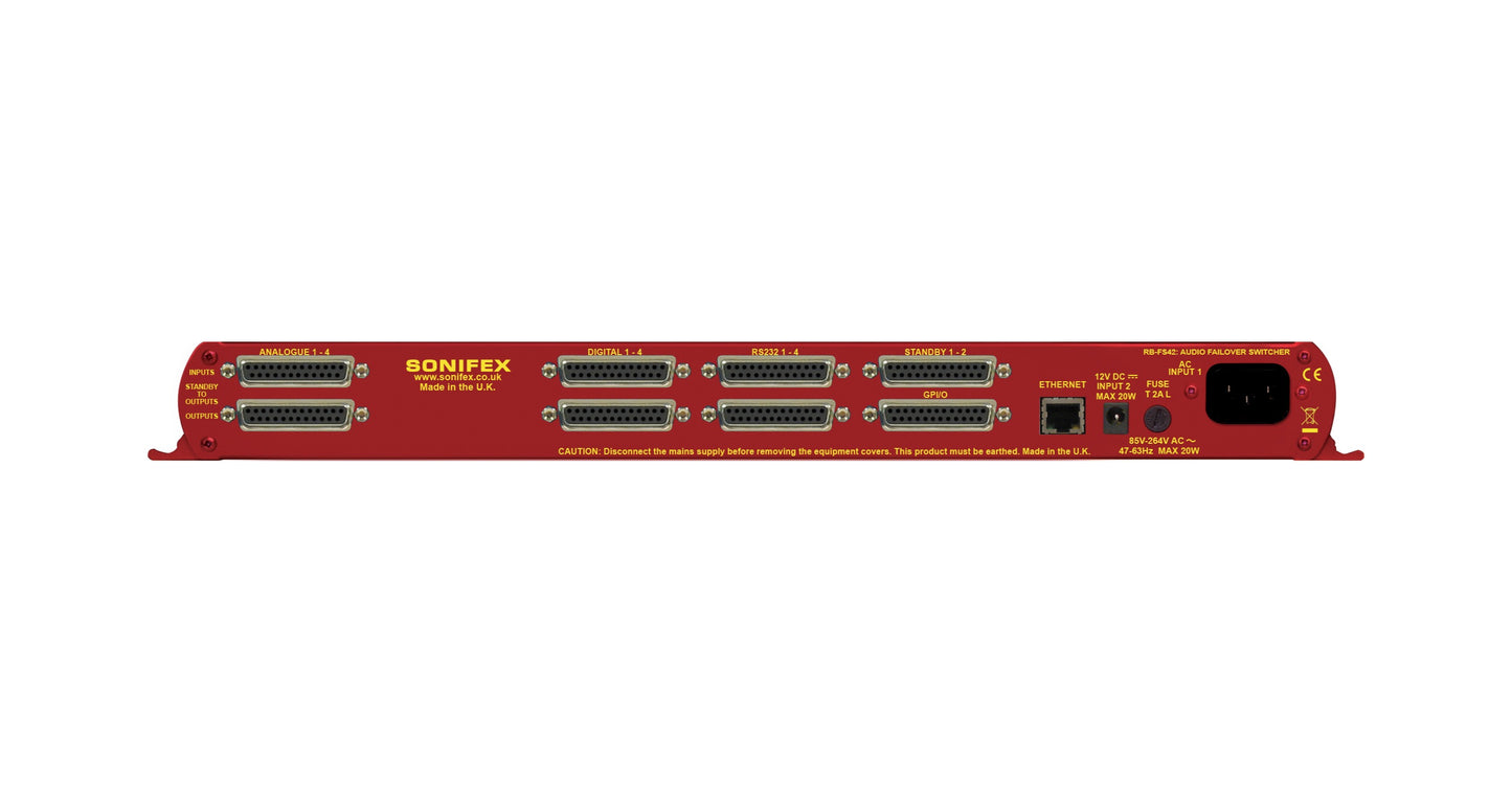 Sonifex RB-FS42 | Audio Failover Switcher, 4 Main I/O, 2 Standby I/O