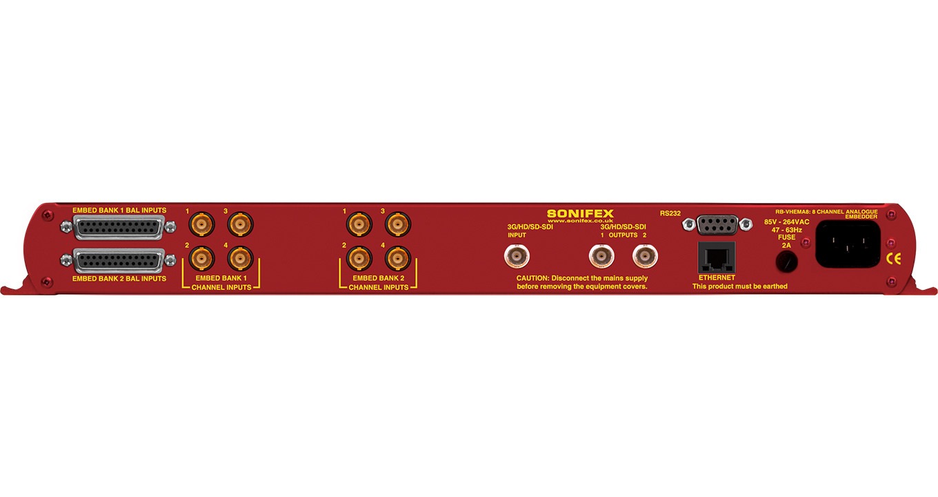 Sonifex RB-VHEMA8 | 3G/HD/SD-SDI Embedder, 8 Channel Analogue Inputs