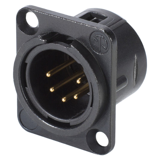 NEUTRIK® XLR, 5-pol , metal-, Soldering-kištukas jungtis, gold plated contact(s), Type D, juodas