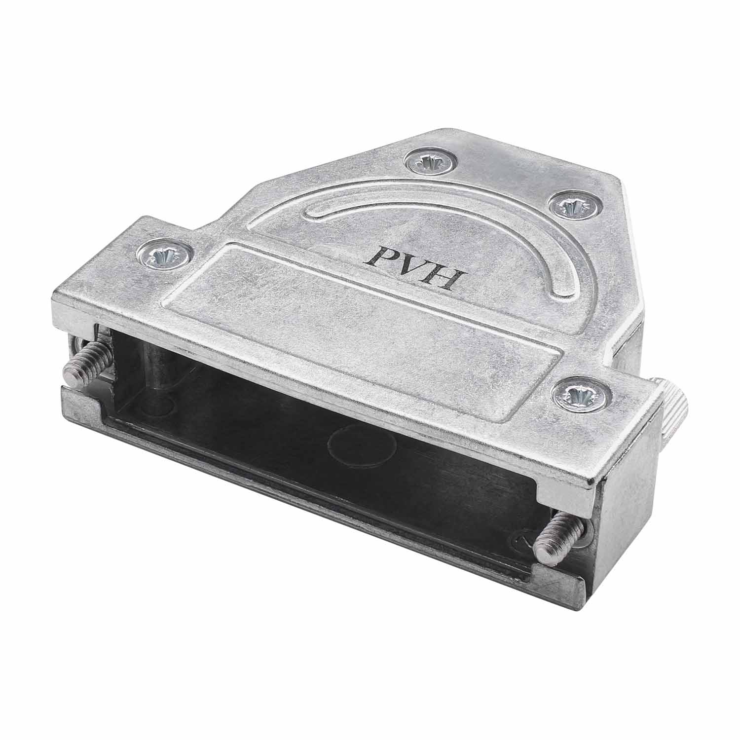 SUB-D (8-channel)/full metal shell, 45°/ 90° cable outlet, metal-, tiesi, pilkas