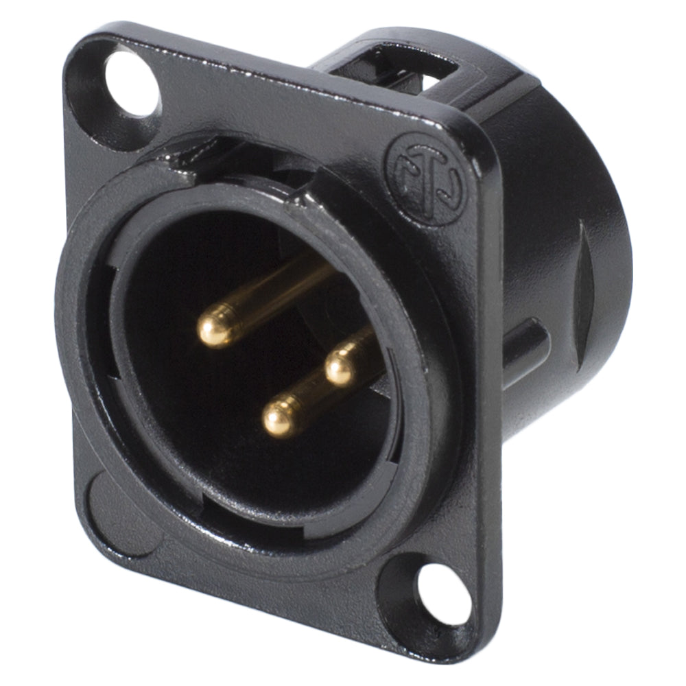 NEUTRIK® XLR, 3-pole , metal-, Soldering-kištukas jungtis, gold plated contact(s), Type D, juodas