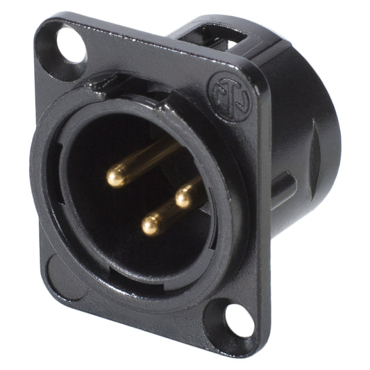 NEUTRIK® XLR, 3-pole , metal-, Soldering-kištukas jungtis, gold plated contact(s), Type D, juodas