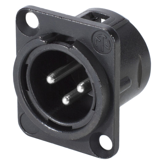 NEUTRIK® XLR, 3-pole , metal-, Soldering-kištukas jungtis, sidabrinis plated contact(s), Type D, juodas