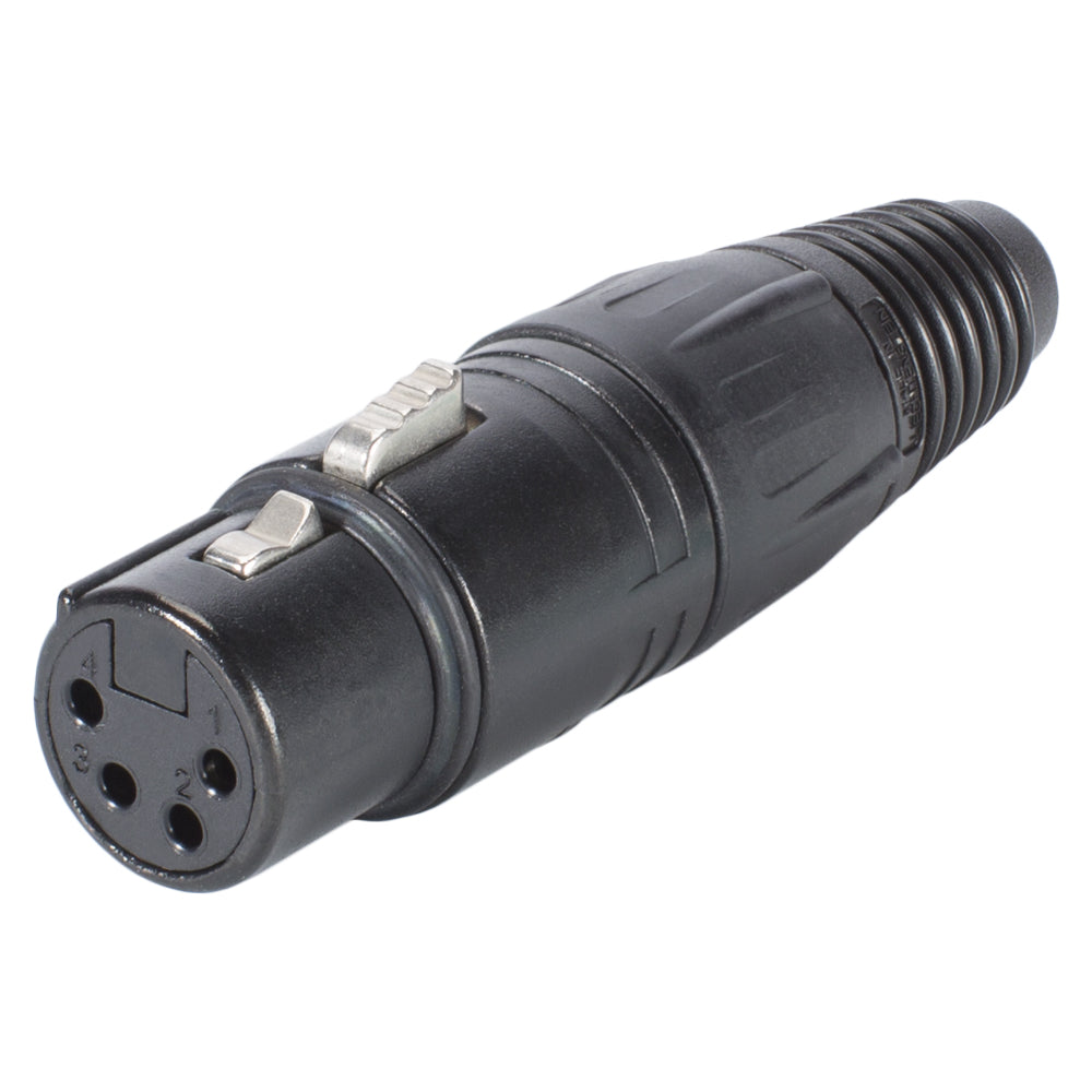 NEUTRIK® XLR, 4-pole , metal-, Soldering-lizdas jungtis, gold plated contact(s), tiesi, juodas