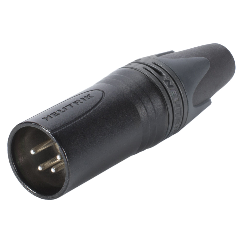 NEUTRIK® XLR, 4-pole , metal-, Soldering-kištukas jungtis, sidabrinis plated contact(s), tiesi, juodas