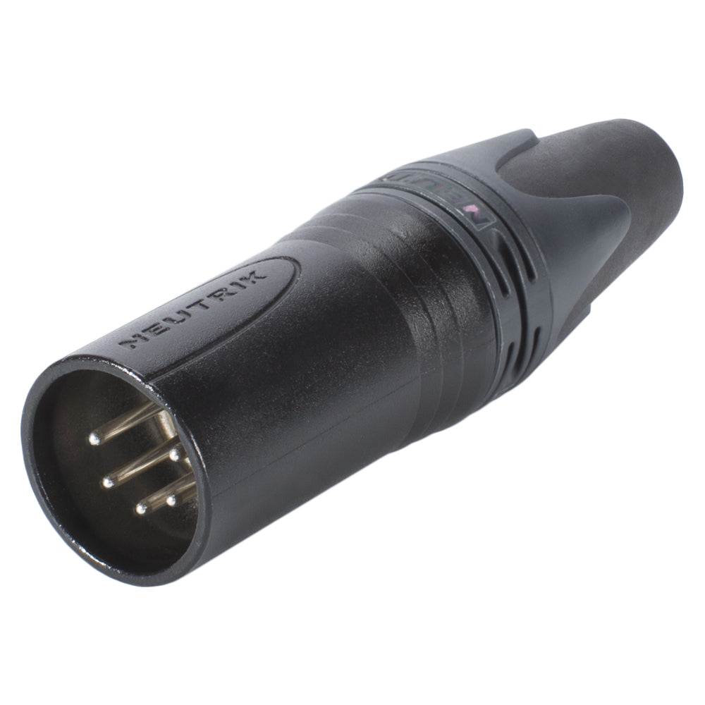 NEUTRIK® XLR, 5-pol , metal-, Soldering-kištukas jungtis, sidabrinis plated contact(s), tiesi, juodas